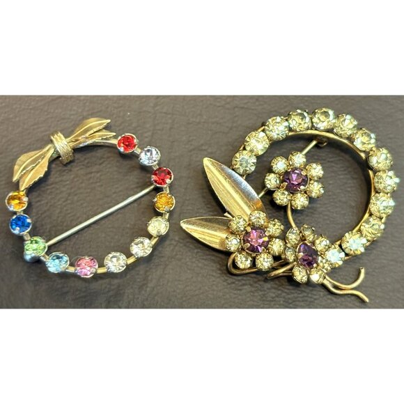 VINTAGE 2 GOLD FILLED BROOCH PIN LOT SIGNED Krementz & Star Art 10g - Picture 2 of 9